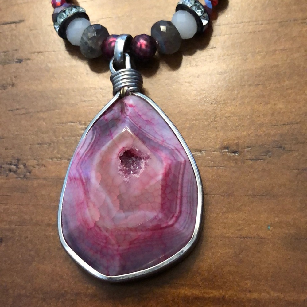 Real agate stone necklace